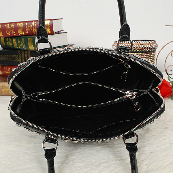 2014 Prada Saffiano Leather Spring Hinge Two-Handle Bag BL0837 black - Click Image to Close